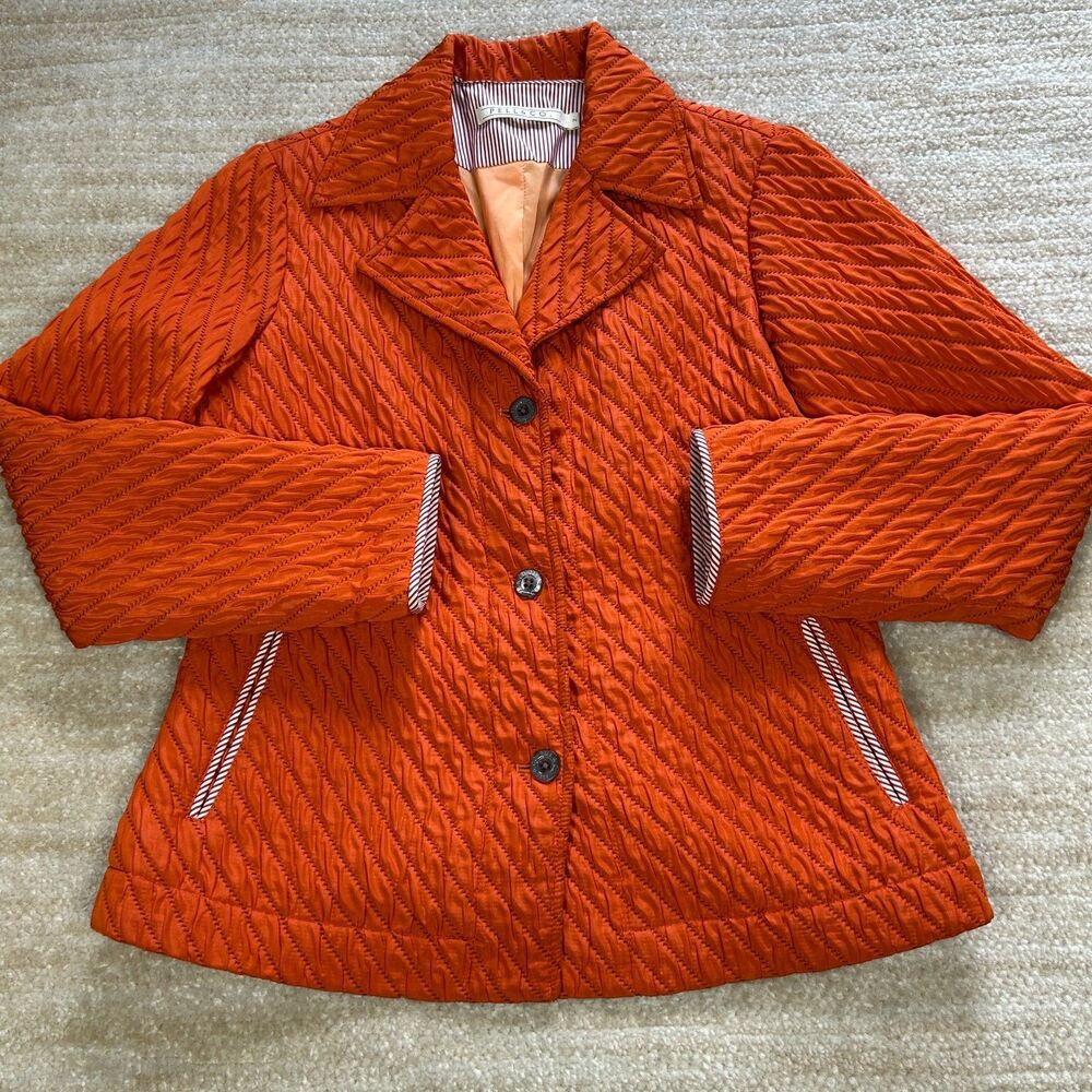 Pell & Co. Quilted Jacket Women's Size 2 Orange Polyester